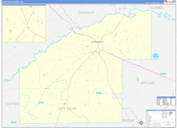 Jeff Davis County, GA Wall Map Zip Code Basic Style 2024